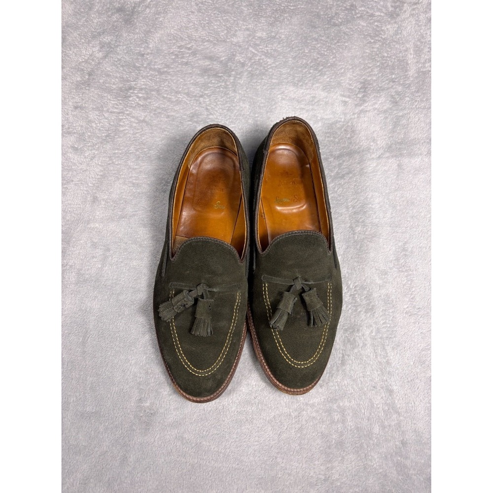Alden D31027 mens tassel loafer shoes US 8.5 Green full leather lining Tassels